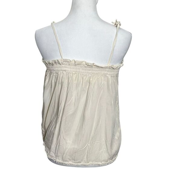 Touche Ruffle Trimmed Slip Blouse Cream Women’s Size Small Viscose Lined - Picture 3 of 7